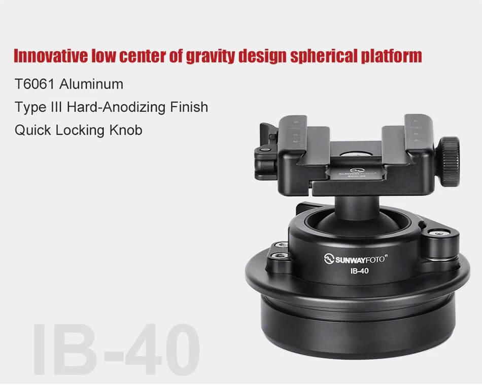  Sunwayfoto IB-40 Lågprofilskulled för Picatinny/Nato-fästen & Arca Swiss