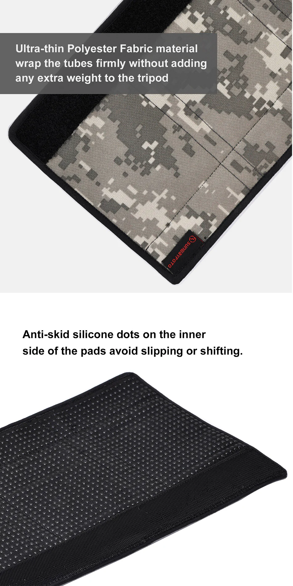 Sunwayfoto Kamouflage stativbenskydd 3-pack – Passar bendiameter 28–36 mm