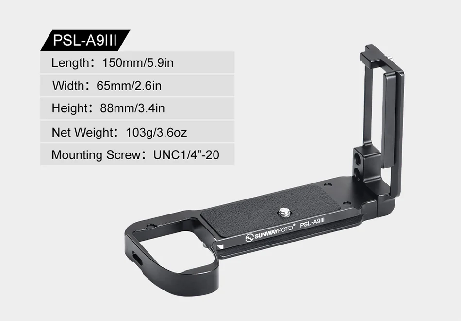  Sunwayfoto L-kiinnike kädensijalla Sony A9 III & A1 II