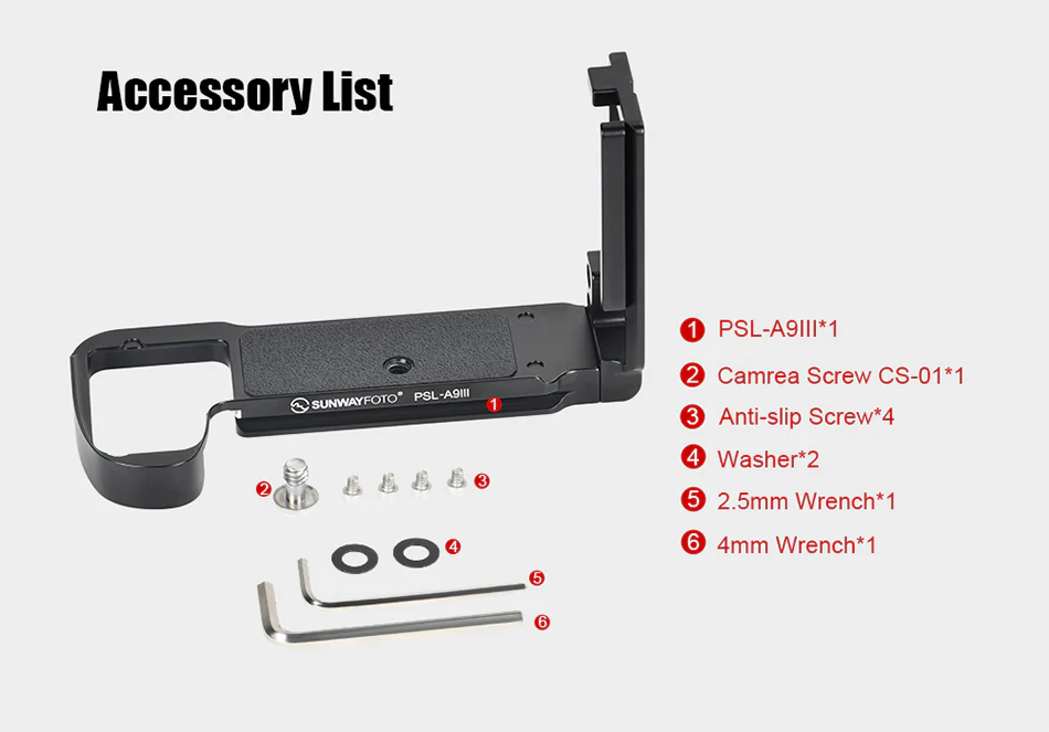  Sunwayfoto L-kiinnike kädensijalla Sony A9 III & A1 II