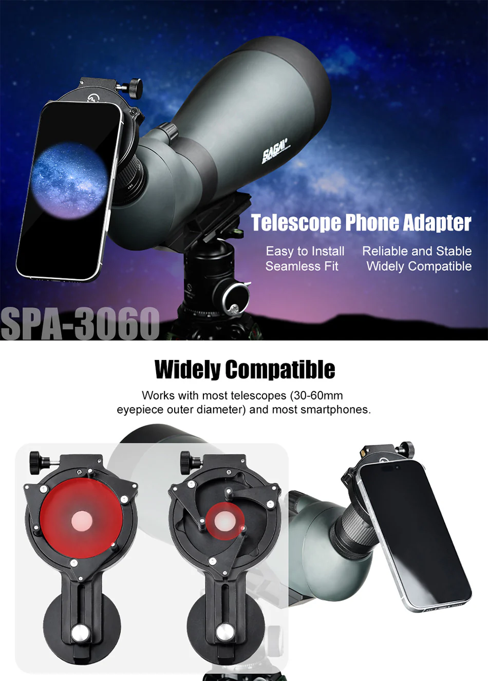  Sunwayfoto SPA-3060 – magneettinen puhelinadapteri kaukoputkille