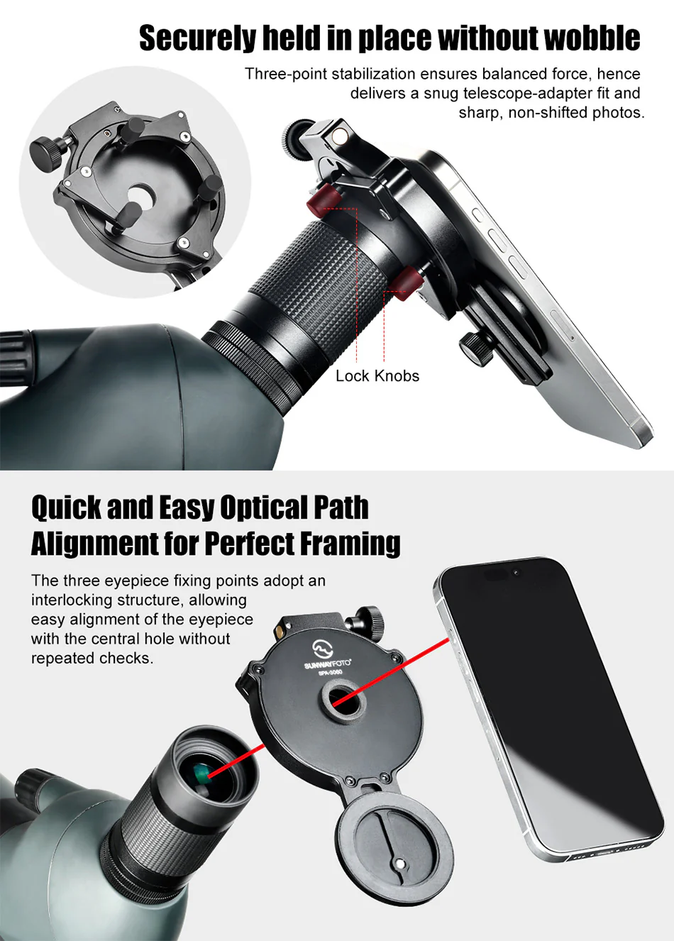  Sunwayfoto SPA-3060 – magneettinen puhelinadapteri kaukoputkille