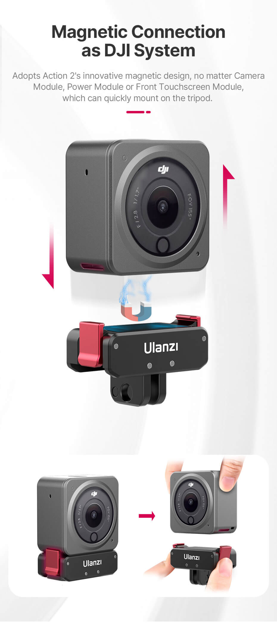  Ulanzi Folding Fingers -sovitin magneettikiinnityksellä DJI Osmo Action 2/3/4 Kamda – nopea toimitus ja turvallinen verkkokauppa