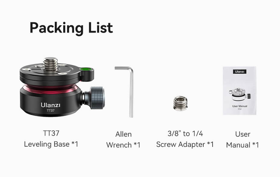  Ulanzi TT37 Nivellerinsbas +- 8 grader i miniformat för kulleder